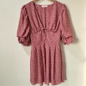 Eggie Dainty Floral Babydoll Puff Sleeves Dress Size Small Cottage Country *C16